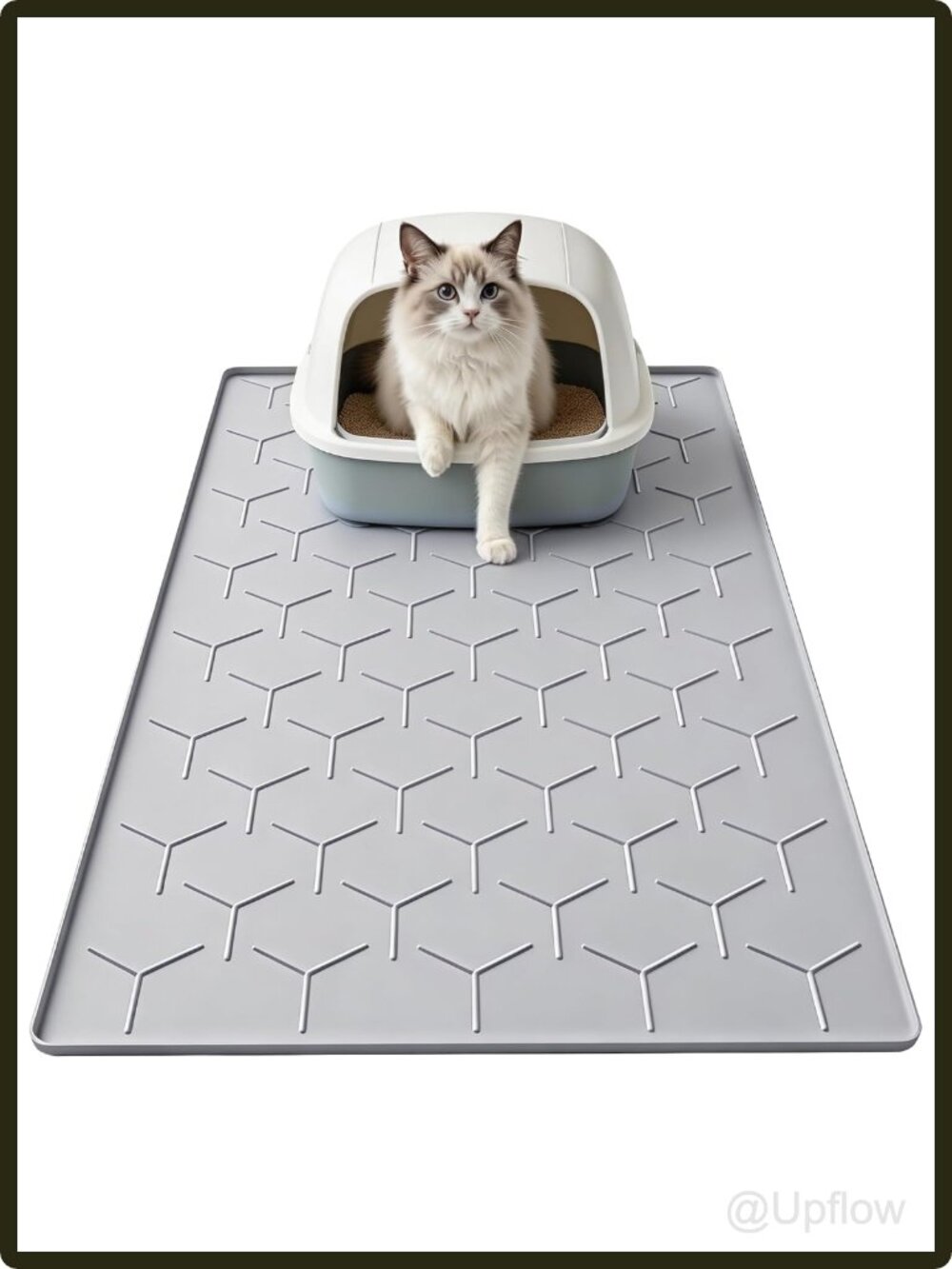 Silicone Cat Litter Mat 34x22 Inch Waterproof Leakproof High Edge Trapping